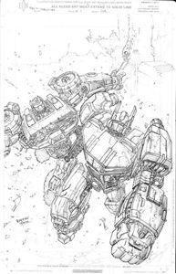 Picture of FALL OF CYBERTRON 01 -  B & W COVER ART PRINT