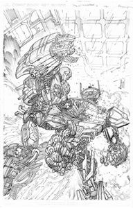 Picture of FALL OF CYBERTRON 04 - B & W COVER ART PRINT 