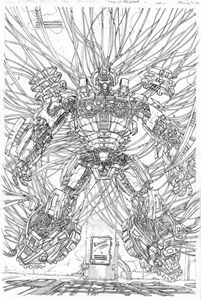 Picture of FALL OF CYBERTRON 05 - B & W COVER ART PRINT 