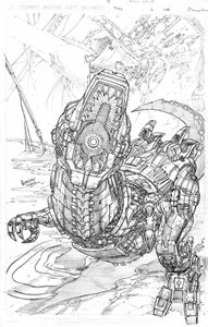 Picture of FALL OF CYBERTRON 06 - B & W COVER ART PRINT 